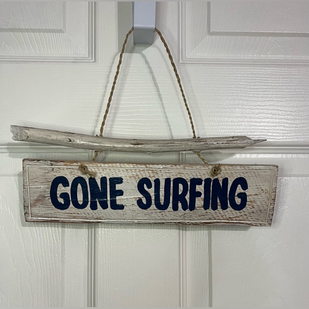 Gone Surfing Hand Painted Wooden Wall Hanging